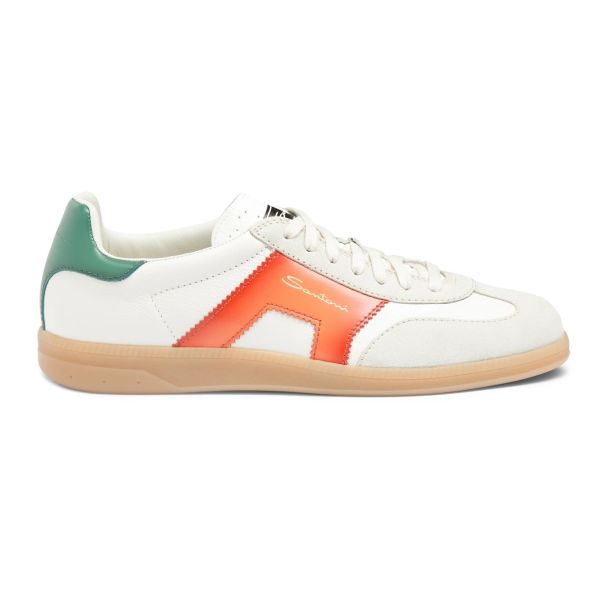 Santoni Double Buckle Signature Olympic Sneaker Wit/Oranje