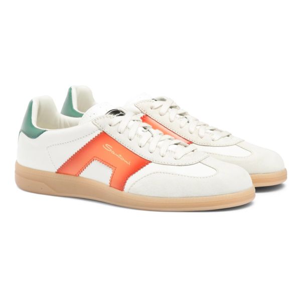 Santoni Double Buckle Signature Olympic Sneaker Wit/Oranje