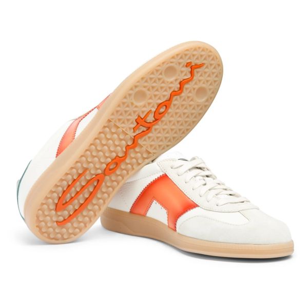 Santoni Double Buckle Signature Olympic Sneaker Wit/Oranje