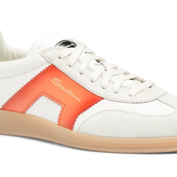 Santoni Double Buckle Signature Olympic Sneaker Wit/Oranje