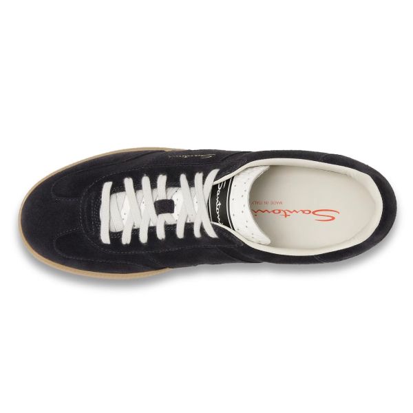 Santoni Double Buckle Signature Olympic Suède Sneaker Navy