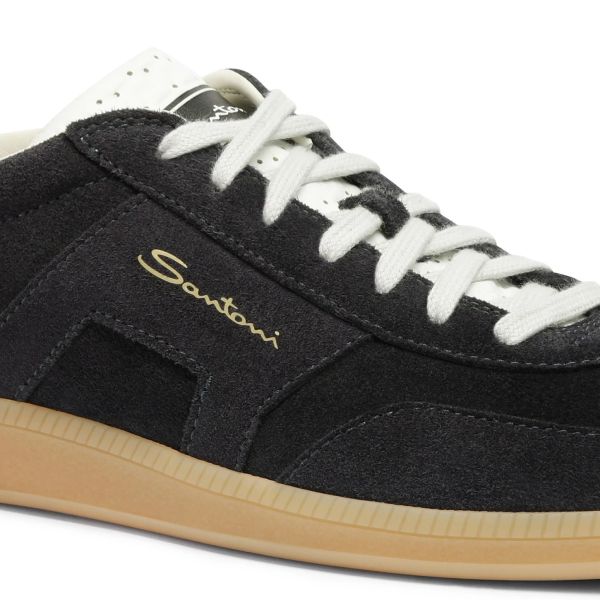 Santoni Double Buckle Signature Olympic Suède Sneaker Navy