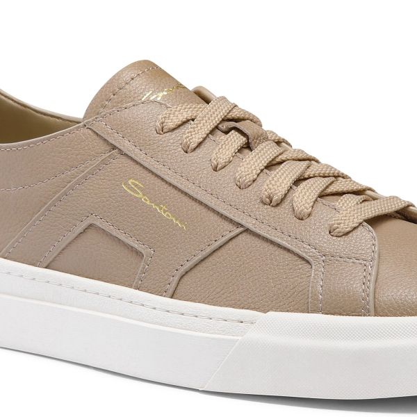 Santoni Double Buckle Signature Sneaker Beige