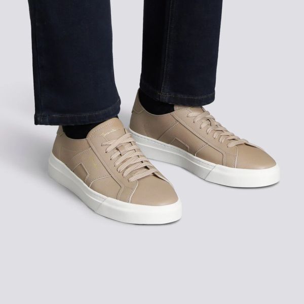 Santoni Double Buckle Signature Sneaker Beige