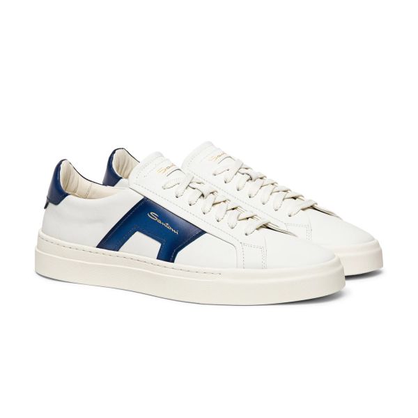 Santoni Double Buckle Signature Sneaker Wit/Blauw