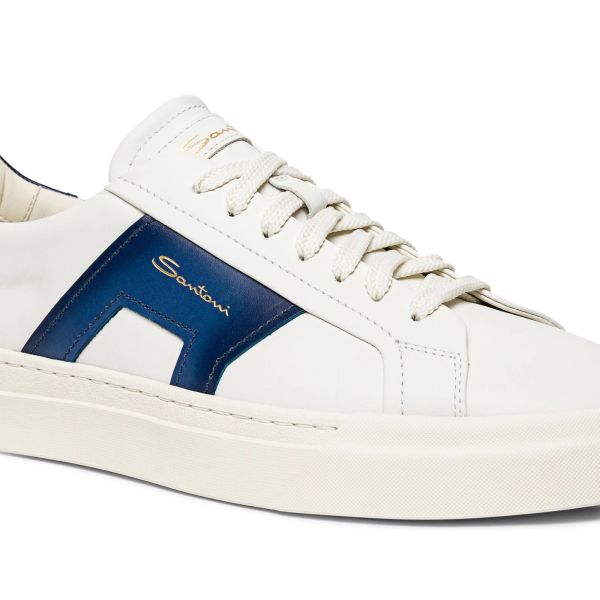 Santoni Double Buckle Signature Sneaker Wit/Blauw