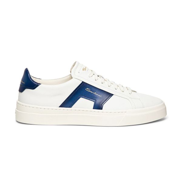 Santoni Double Buckle Signature Sneaker Wit/Blauw
