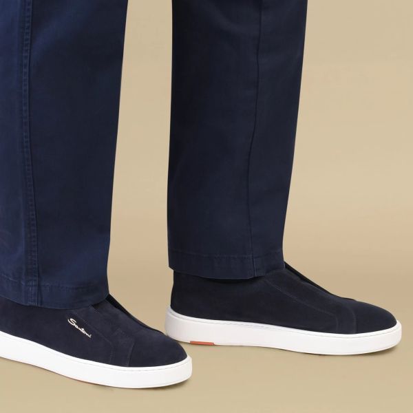 Santoni Victor Slip-On Sneaker Donker Blauw