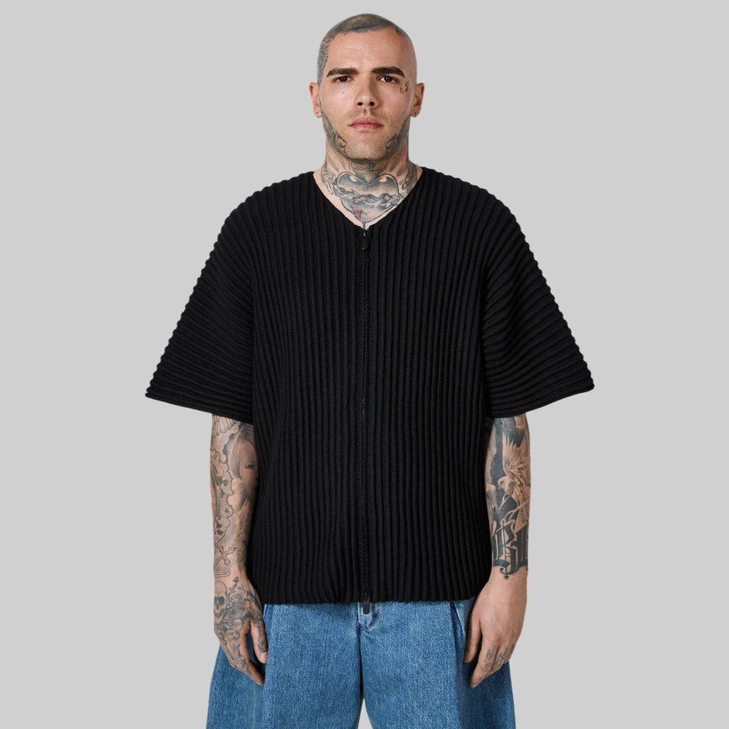 Seventh Rip Knit Kimono Top Zwart