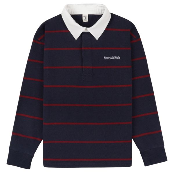 Sporty & Rich Serif Logo Rugby Polo Navy