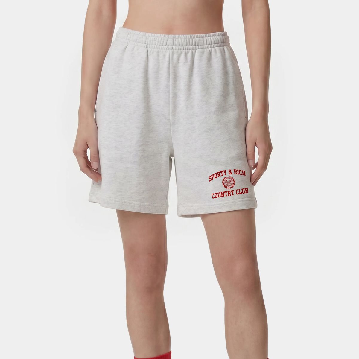 Sporty & Rich Varsity Crest Korte Broek Grijs