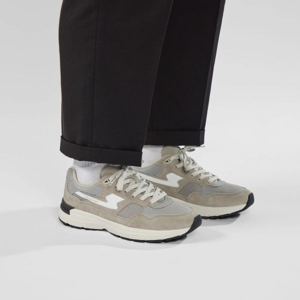 Stepney Workers Club Amiel S-Strike Suede Mix Sneaker Licht Grijs