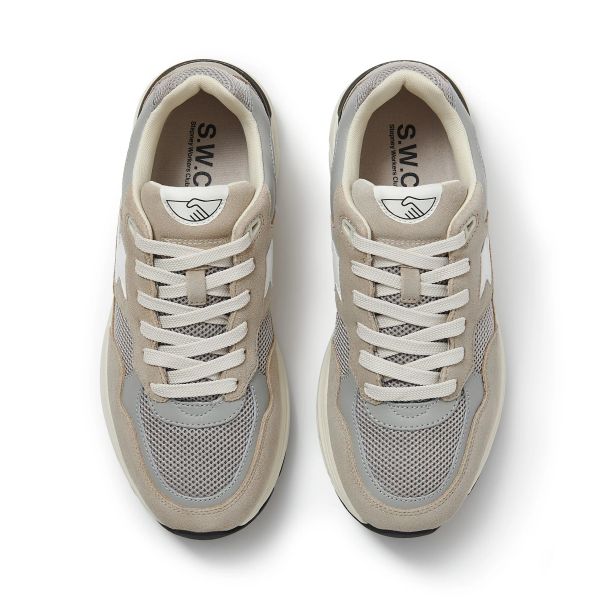 Stepney Workers Club Amiel S-Strike Suede Mix Sneaker Licht Grijs