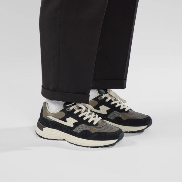Stepney Workers Club Amiel S-Strike Suede Mix Sneaker Zwart