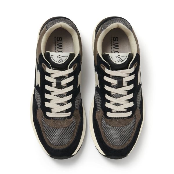 Stepney Workers Club Amiel S-Strike Suede Mix Sneaker Zwart