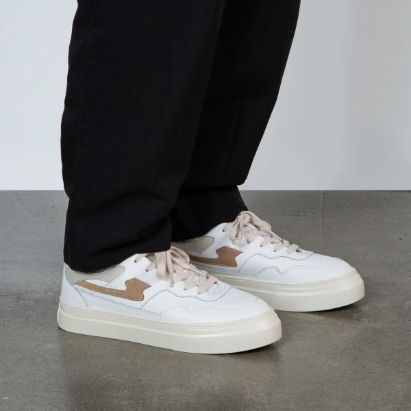 Stepney Workers Club Pearl S-Strike Leather Sneaker Wit/Bruin