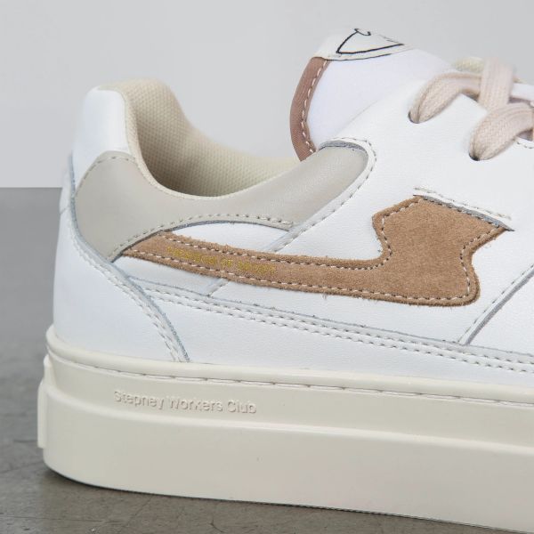 Stepney Workers Club Pearl S-Strike Leather Sneaker Wit/Bruin