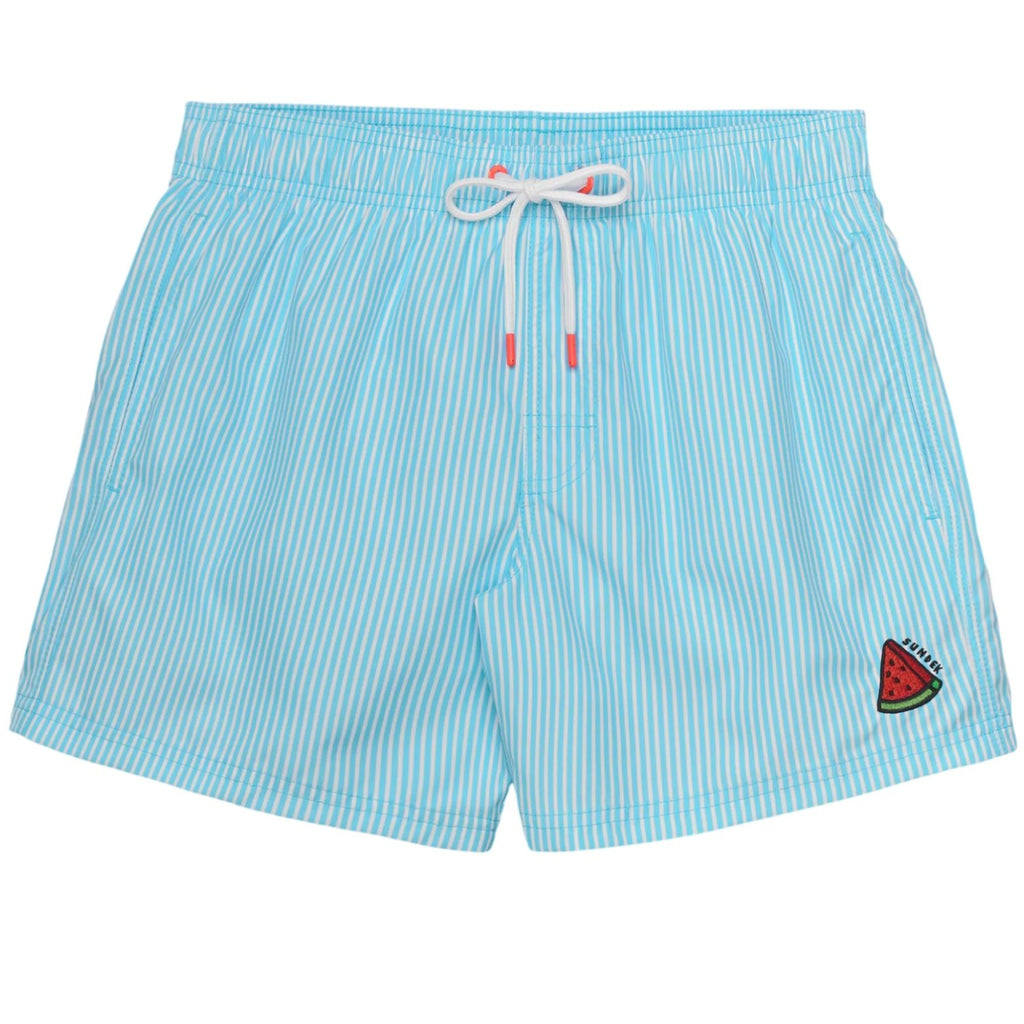 Sundek Printed Striped Zwembroek Licht Blauw