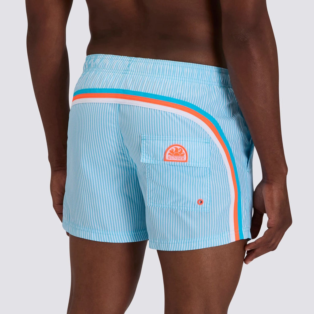 Sundek Printed Striped Zwembroek Licht Blauw