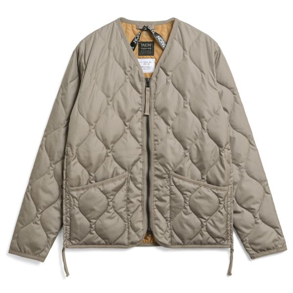 Taion Military Zip V Neck Down Jack Beige