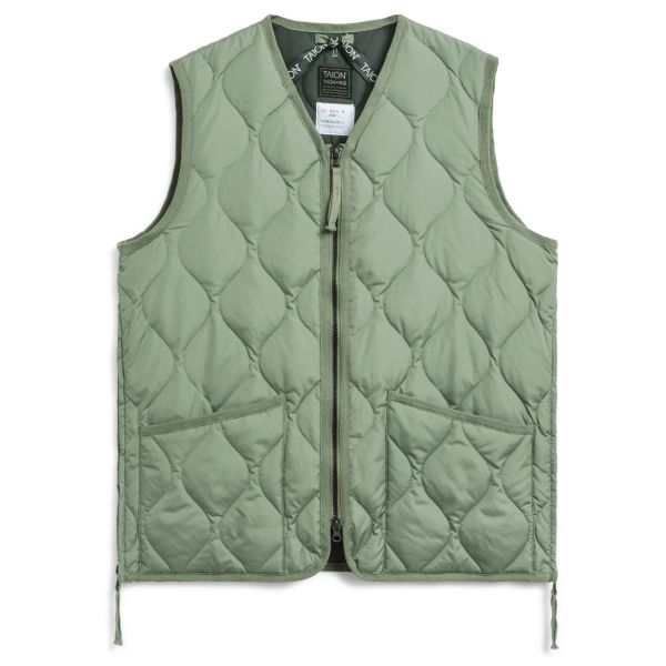 Taion Military Zip V Neck Down Vest Groen