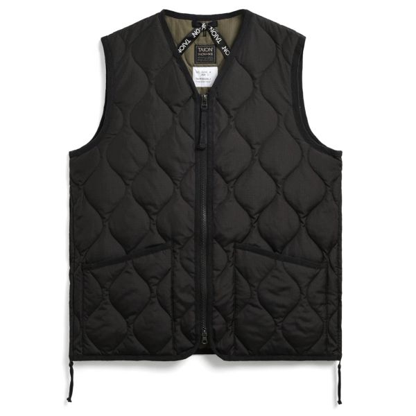 Taion Military Zip V Neck Down Vest Zwart