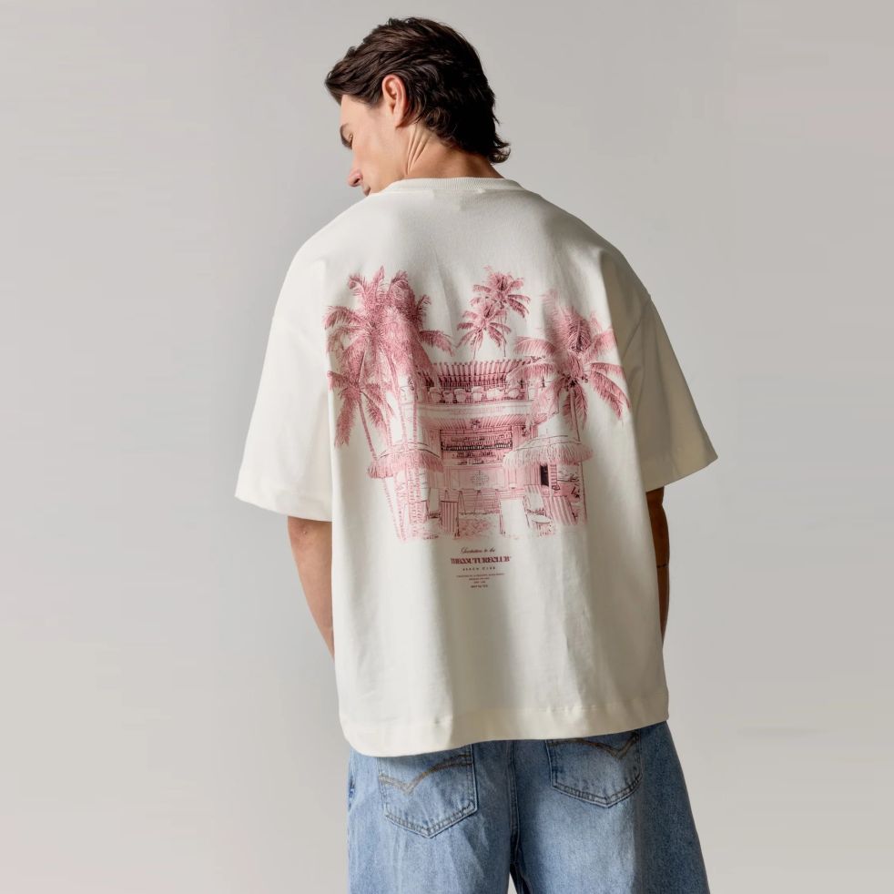 The Couture Club Beach Club Graphic T-shirt Off White/Roze
