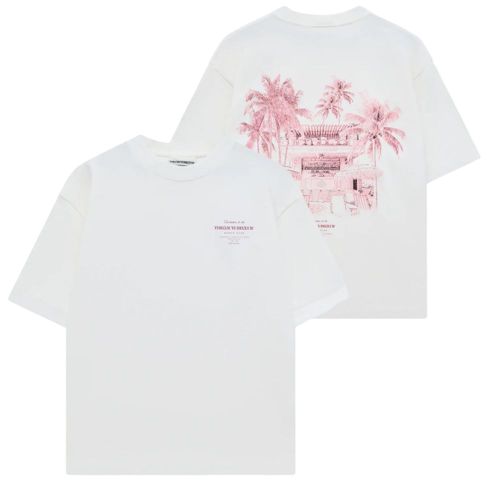 The Couture Club Beach Club Graphic T-shirt Off White/Roze