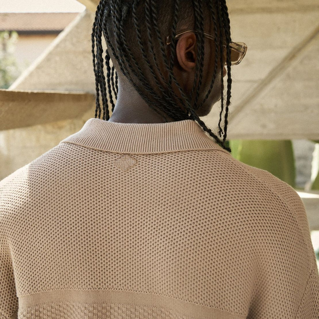 The Couture Club Contrast Knit Crochet Overhemd Bruin
