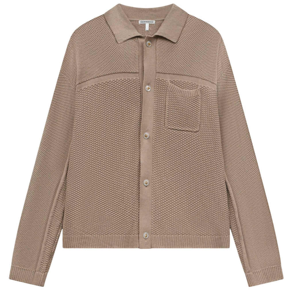 The Couture Club Contrast Knit Crochet Overhemd Bruin