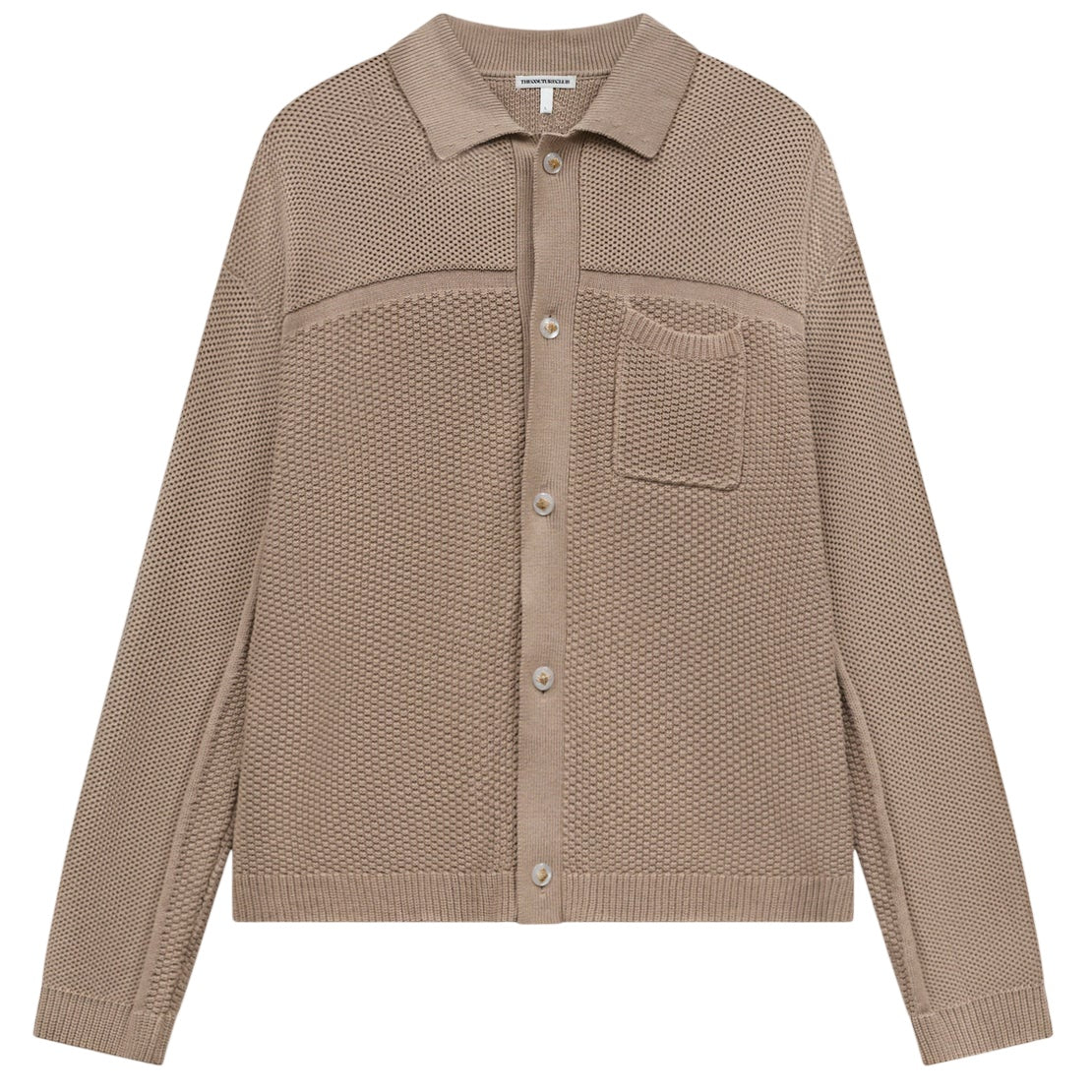 The Couture Club Contrast Knit Crochet Overhemd Bruin