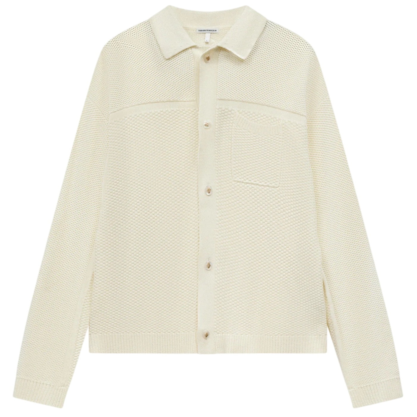 The Couture Club Contrast Knit Crochet Overhemd Off White