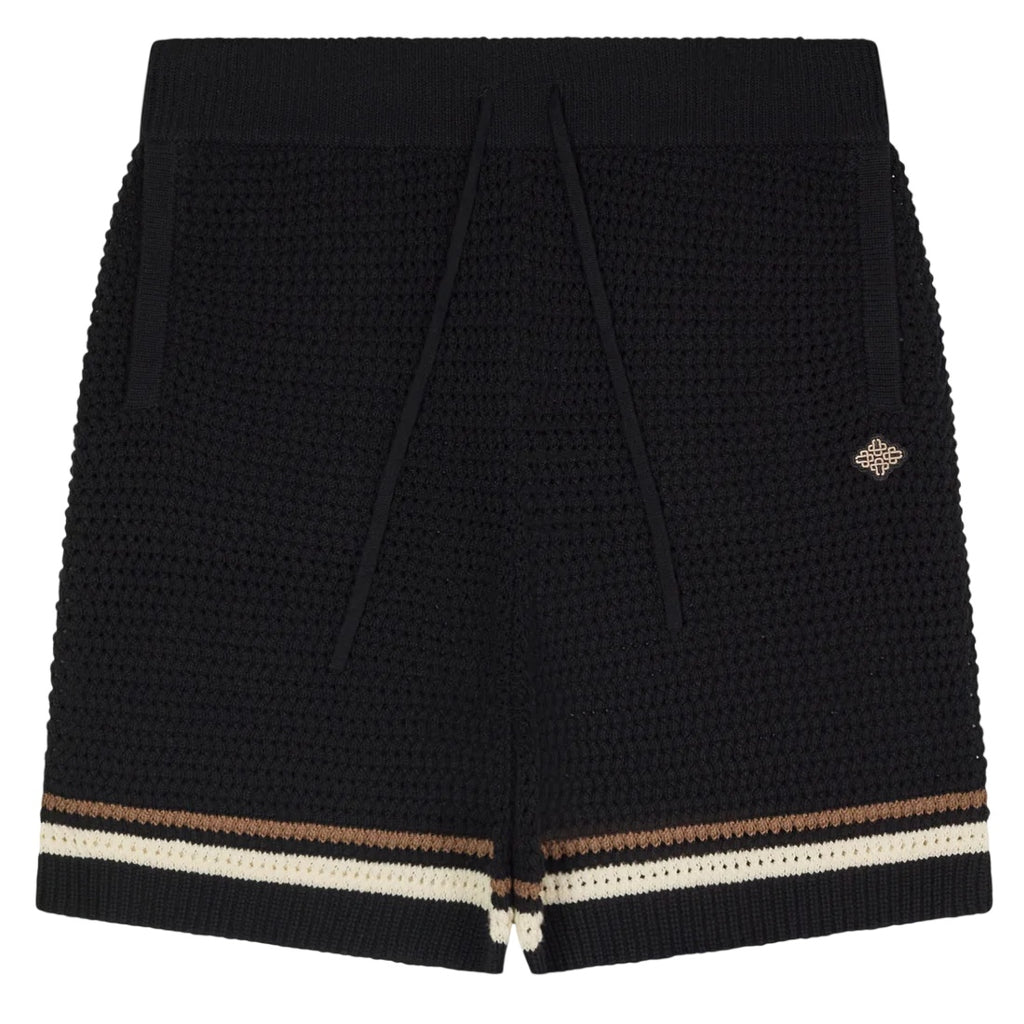 The Couture Club Crochet Knitted Stripe Korte Broek Zwart