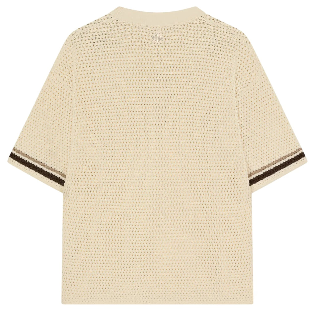 The Couture Club Crochet Knitted Stripe T-shirt Off White