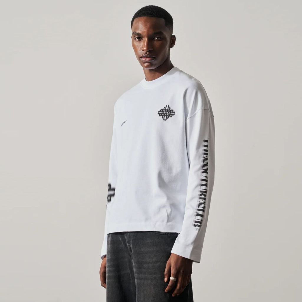 The Couture Club Motion Blurred Emblem Longsleeve T-shirt Wit