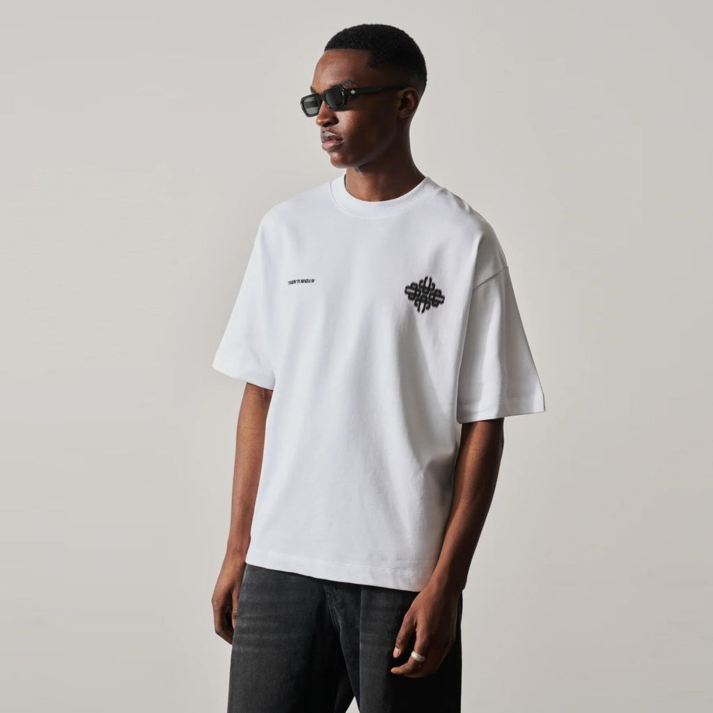 The Couture Club Motion Blurred Emblem T-shirt Wit/Zwart