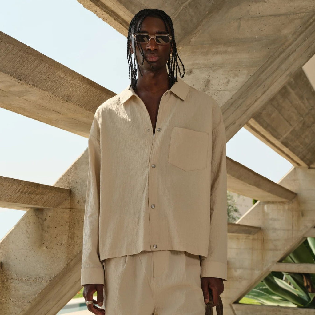 The Couture Club Textured Overhemd Beige