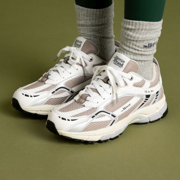 The Mercer Brand The Re-Run White Silver Sneaker Wit/Cognac