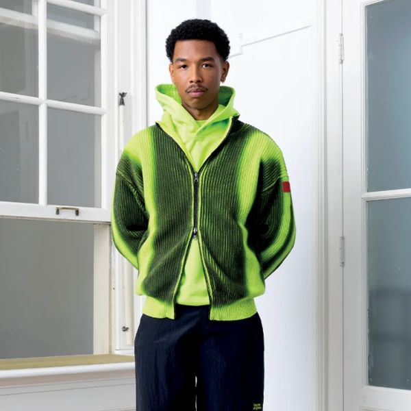 The New Originals Fisherman Rib Knit Vest Groen/Zwart