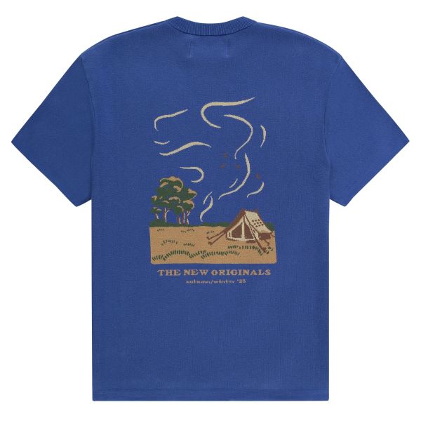 The New Originals Camping Landscape Knit T-shirt Blauw