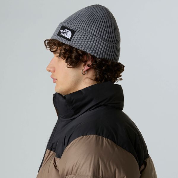 The North Face TNF Logo Box Cuffed Muts Grijs