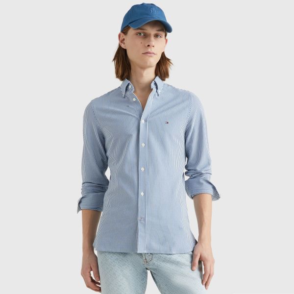 Tommy Hilfiger 1985 Slim Overhemd Blauw/Wit