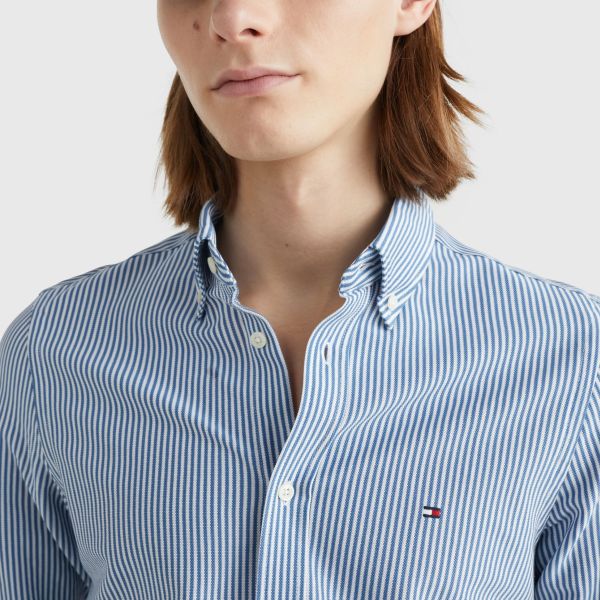 Tommy Hilfiger 1985 Slim Overhemd Blauw/Wit