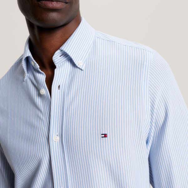 Tommy Hilfiger 1985 Slim Overhemd Licht Blauw/Wit