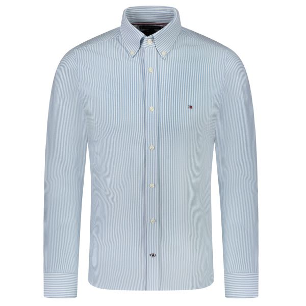 Tommy Hilfiger 1985 Slim Overhemd Licht Blauw/Wit