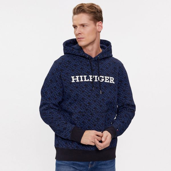 Tommy Hilfiger AOP Monogram Hoodie Navy