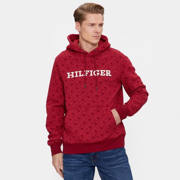 Tommy Hilfiger AOP Monogram Hoodie Rood