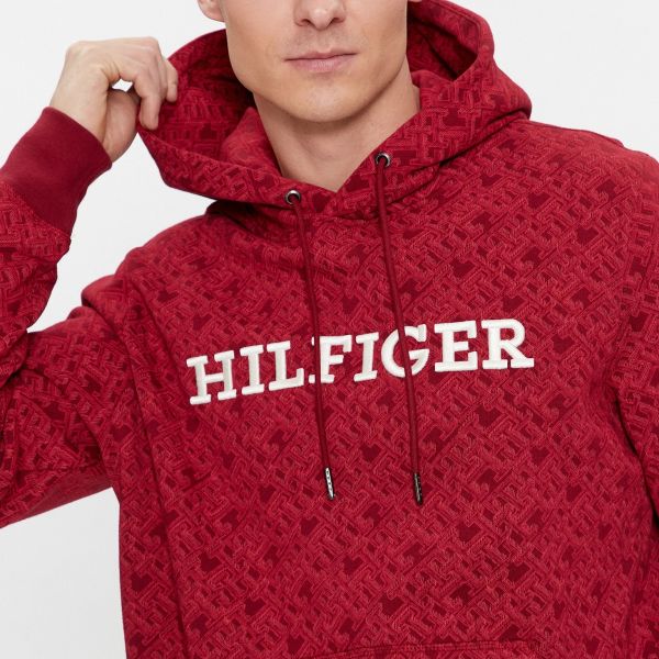 Tommy Hilfiger AOP Monogram Hoodie Rood