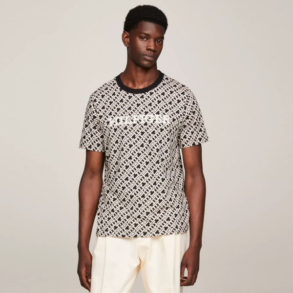 Tommy Hilfiger AOP Monotype T-shirt Zwart/Wit