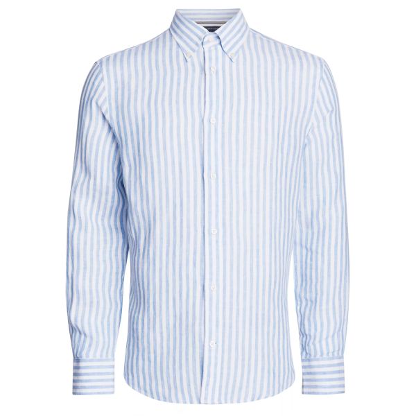 Tommy Hilfiger Bold Linen Stripe Overhemd Blauw/Wit